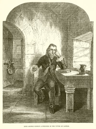 Lord George Gordon prisonnier à la Tour de Londres - English School