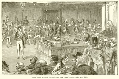 Lord John Russell introduisant le premier projet de loi de réforme, A.D. 1831 - English School