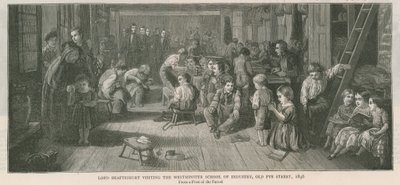 Lord Shaftesbury visitant la Westminster School of Industry, Old Pye Street, Londres, 1846 - English School