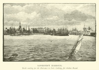 Port de Lowestoft. Yacht se dirigeant vers l