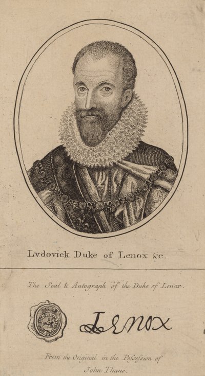 Ludovick Duc de Lenox; portrait et autographe - English School