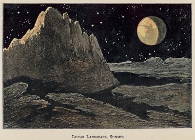 Paysage lunaire, coucher de soleil - English School