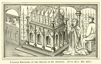 Lydgate agenouillé au sanctuaire de Saint Edmund - English School