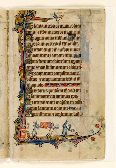 Procession funéraire de lapins, décoration marginale du Psautier de Macclesfield, Usage de Sarum, East Anglia, vers 1330 - English School