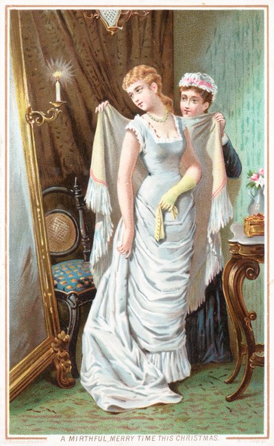 Servante aidant une dame à s
