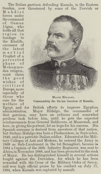 Major Hidalgo, commandant la garnison italienne de Kassala (gravure) - English School
