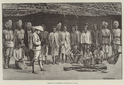Prisonniers de Manipur capturés à Palel (gravure) - English School