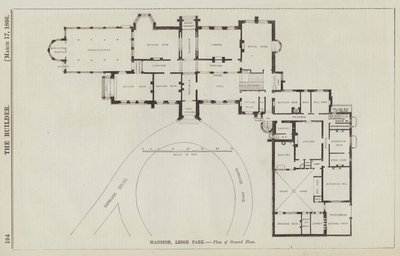 Manoir, Leigh Park, Plan du Rez-de-Chaussée (gravure) - English School