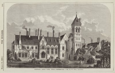 Manoir, Leigh Park, près de Portsmouth, M. R W Drew, Architecte (gravure) - English School