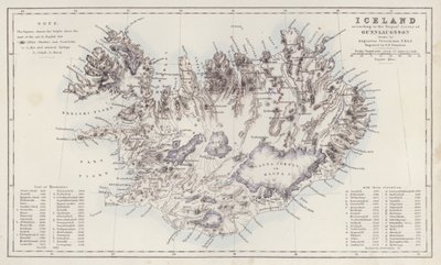 Carte : Islande, selon le Trigon Survey de Gunnlaugsson dessiné par Augustus Petermann - English School