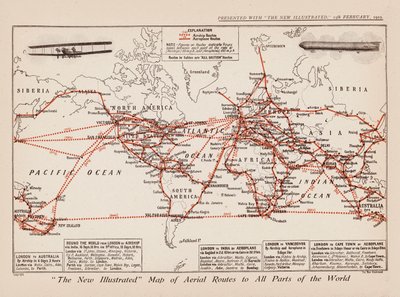 Carte des routes aériennes vers toutes les parties du monde - English School