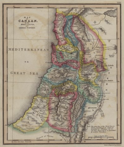 Carte de Canaan de la Terre Sainte à des fins générales - English School