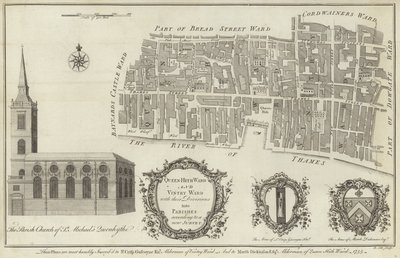 Carte des quartiers de Queenhithe et Vintry, Londres - English School