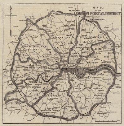 Carte des districts postaux de Londres - English School