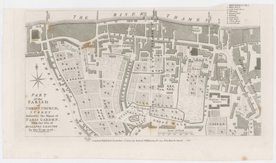 Carte montrant le manoir de Paris Garden par R Wilkinson, 1822 - English School