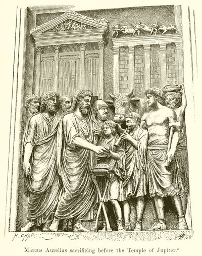 Marc Aurèle sacrifiant devant le Temple de Jupiter - English School