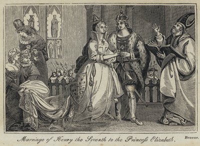 Mariage de Henri VII avec la princesse Élisabeth (gravure) - English School