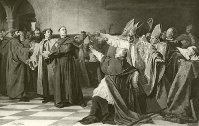 Martin Luther devant le Conseil de Worms (gravure) - English School