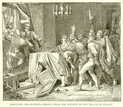 Martinitz et Slawata jetés par la fenêtre du palais de Prague - English School