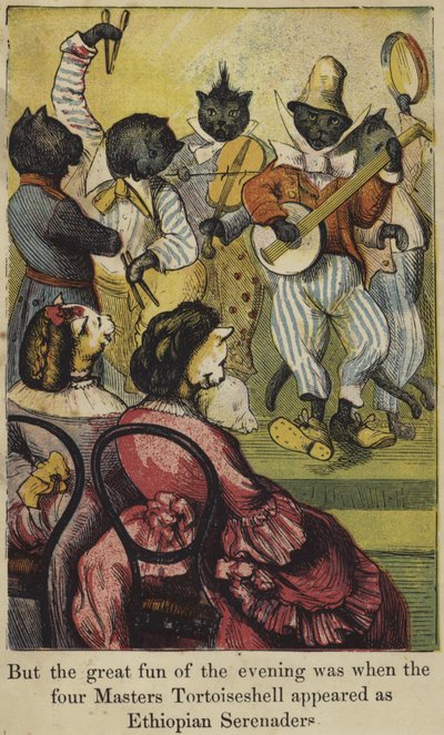 Les maîtres Tortoiseshell apparaissent comme des sérénadeurs éthiopiens - English School