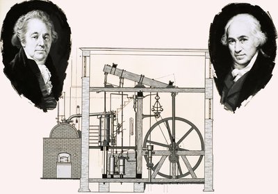 Matthew Boulton et James Watt avec l