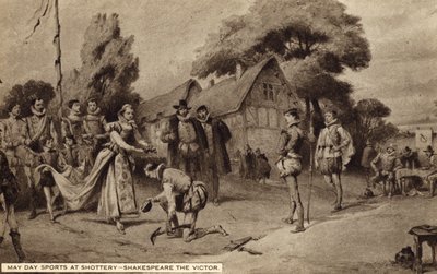 Sports du 1er mai à Shottery, William Shakespeare le vainqueur (lithographie) - English School