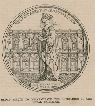 Médaille frappée pour commémorer la reconstruction de la Bourse Royale - English School