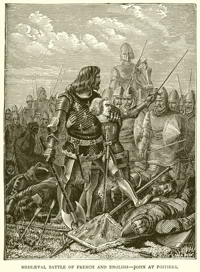 Bataille médiévale des Français et des Anglais--Jean à Poitiers - English School