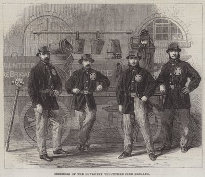 Membres de la brigade de pompiers volontaires de Coventry (gravure) - English School
