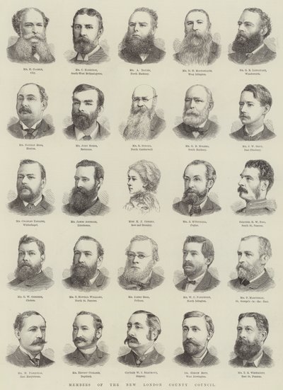 Membres du nouveau conseil du comté de Londres (gravure) - English School