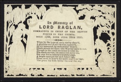 Carte commémorative en mémoire de Lord Raglan - English School
