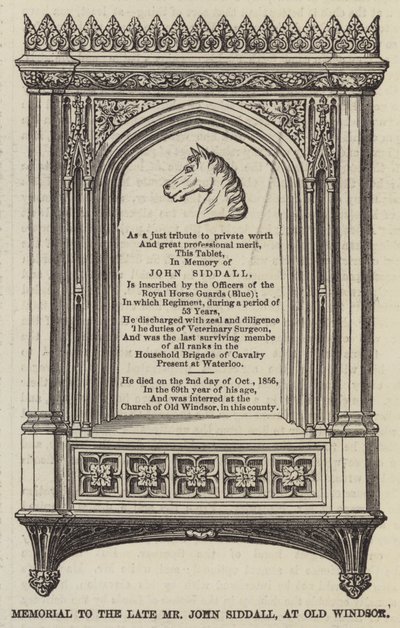 Mémorial du défunt M. John Siddall, à Old Windsor - English School
