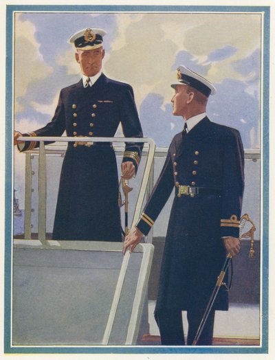 Tenues masculines : Tenues navales (lithographie couleur) - English School