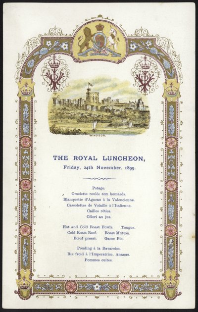 Menu pour le déjeuner royal - English School