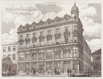 Nouveaux locaux de Messrs Howell and Co, en construction à Cardiff (gravure) - English School