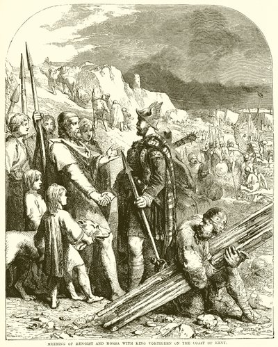 Rencontre de Hengist et Horsa avec le roi Vortigern sur la côte du Kent - English School