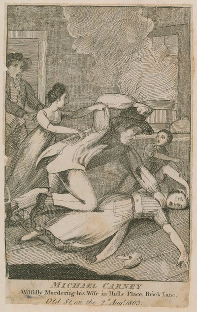 Michael Carney, meurtrier volontaire de sa femme à Hulls Place (gravure) - English School
