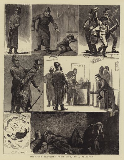 Croquis de minuit de la vie, par un prisonnier (gravure) - English School