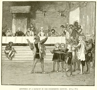 Ménestrels à un Banquet au XIVe Siècle - English School