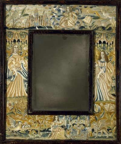 Miroir avec Broderie en Relief, vers 1650-1700 - English School