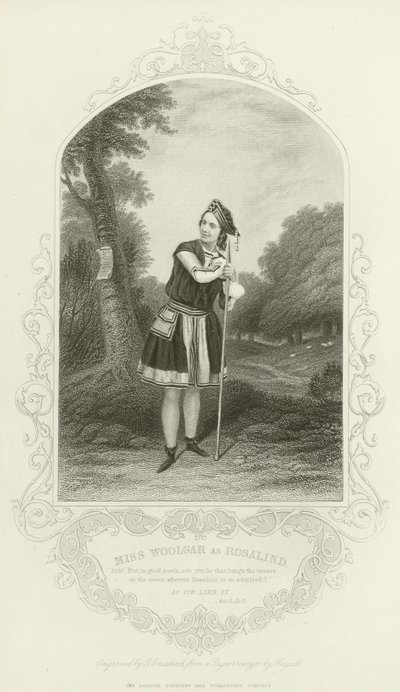 Mlle Woolgar en Rosalind, Comme il vous plaira, Acte III, scène ii - English School