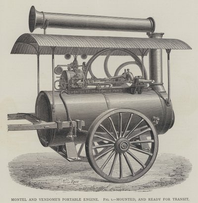 Moteur portable de Montel et Vendôme, monté et prêt pour le transport - English School