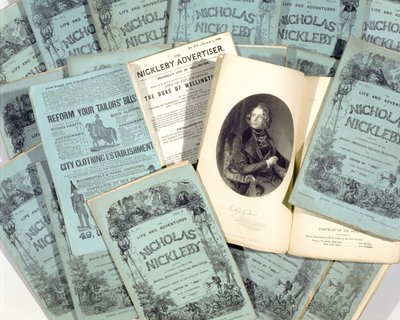 Éditions mensuelles de La Vie et les Aventures de Nicholas Nickleby par Charles Dickens (1812-70), publiées en 1839 - English School