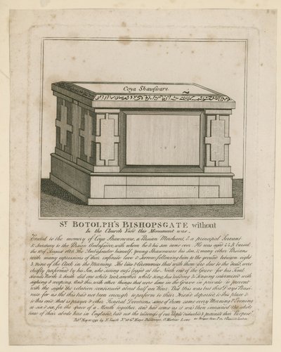 Monument dans le cimetière de St Botolphs, Bishopsgate - English School