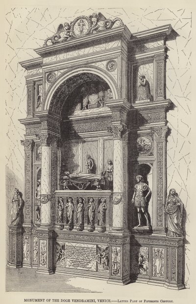 Monument du Doge Vendramini, Venise, fin du XVe siècle (gravure) - English School