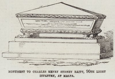 Monument à Charles Henry Sydney Raitt, 90e Infanterie Légère, à Malte - English School