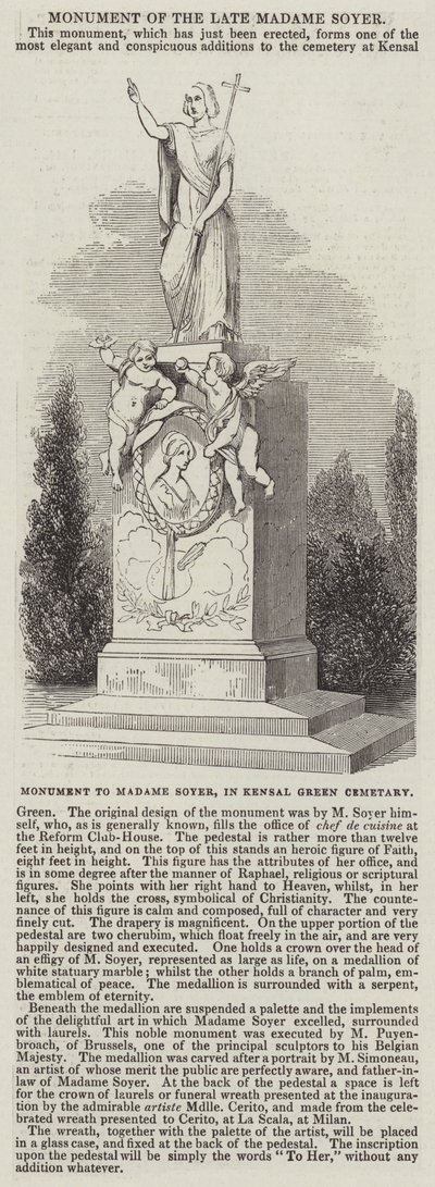 Monument à Madame Soyer, au cimetière de Kensal Green - English School
