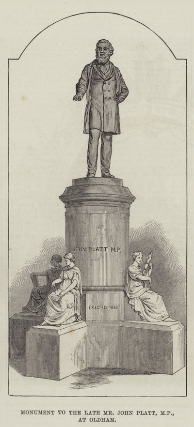 Monument au feu M. John Platt, MP, à Oldham (gravure) - English School