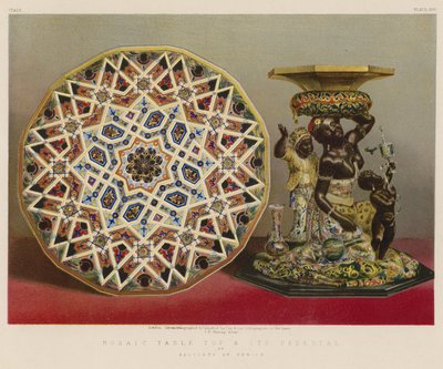 Plateau de table en mosaïque et son piédestal par Salviati de Venise - English School