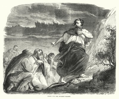 Moïse et les soixante-dix anciens (gravure) - English School